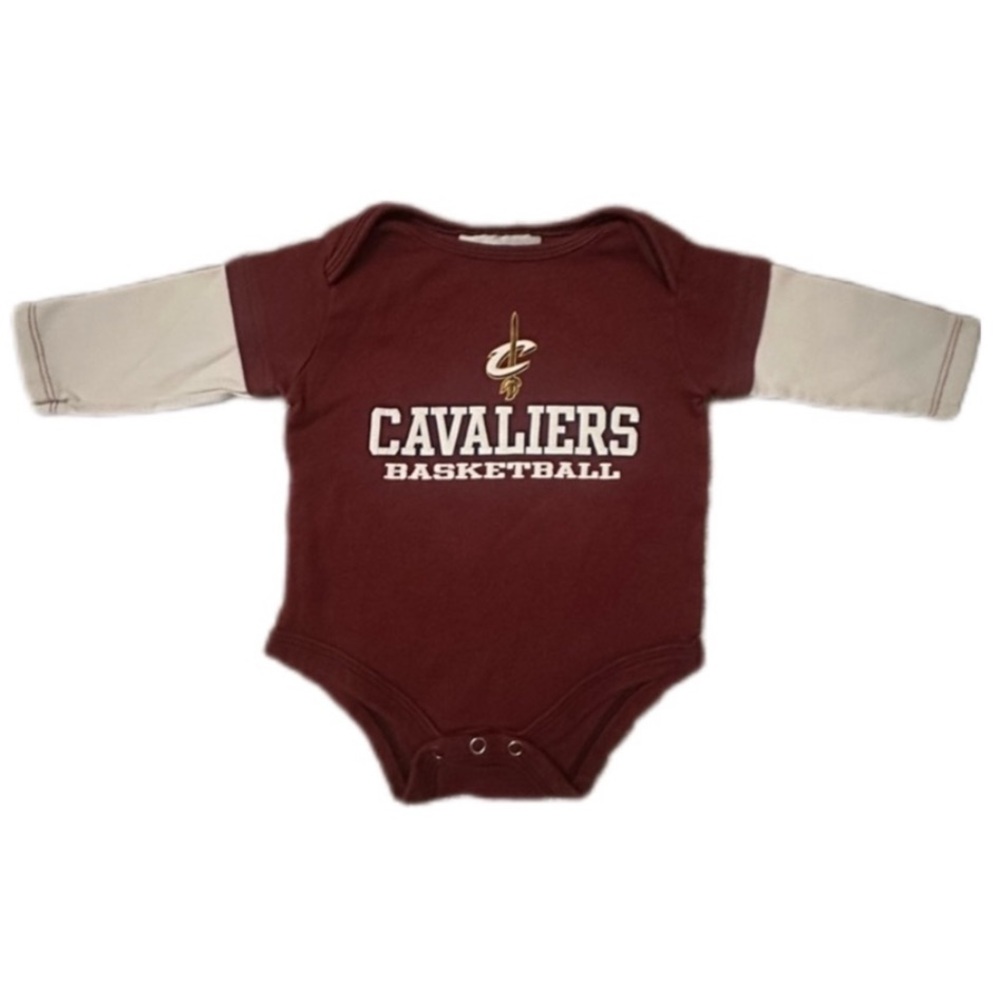 wine & cream NBA cleveland cavaliers long-sleeve layered-look bodysuit